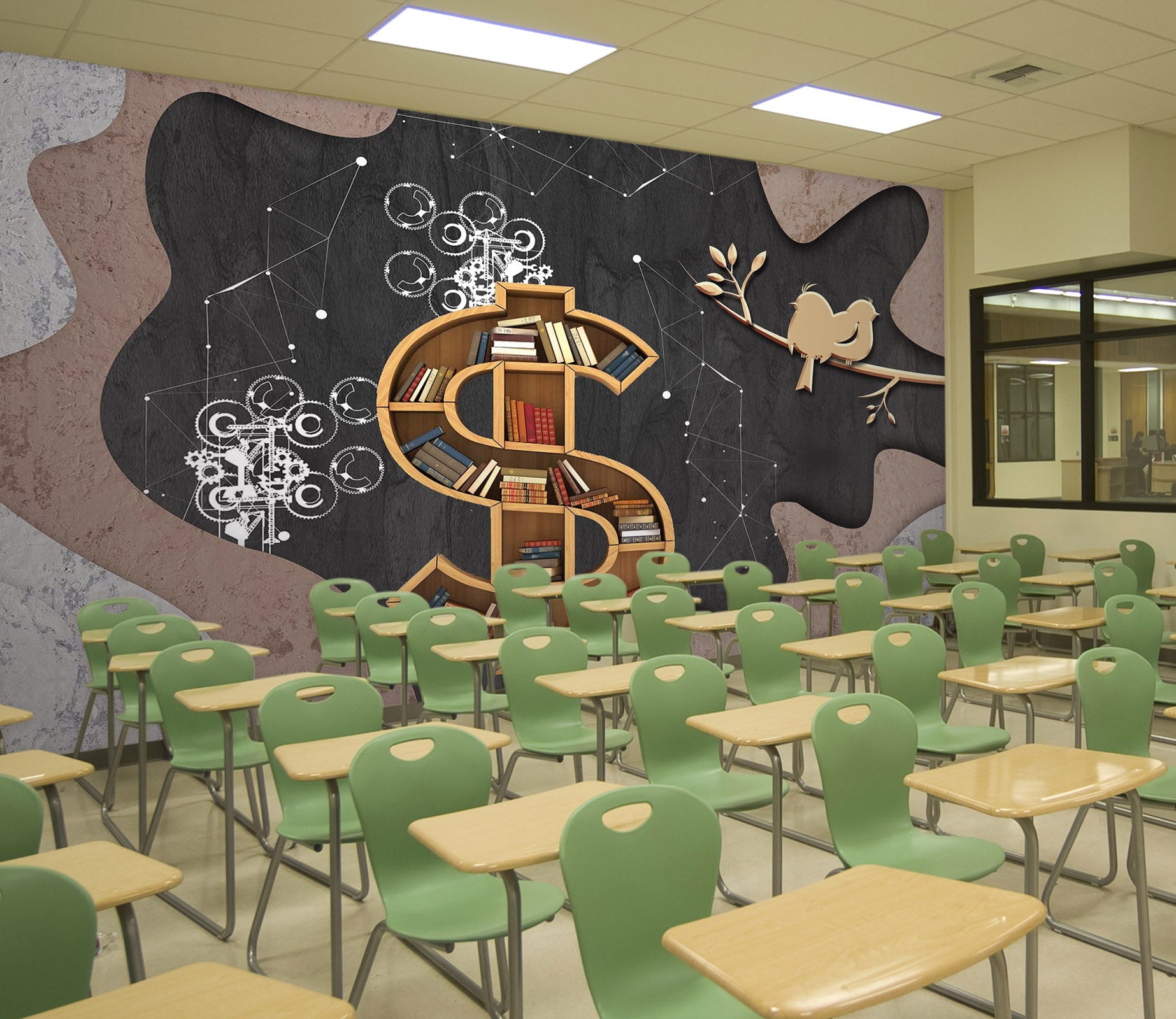 3D Bookshelf Bird 143 Wall Murals