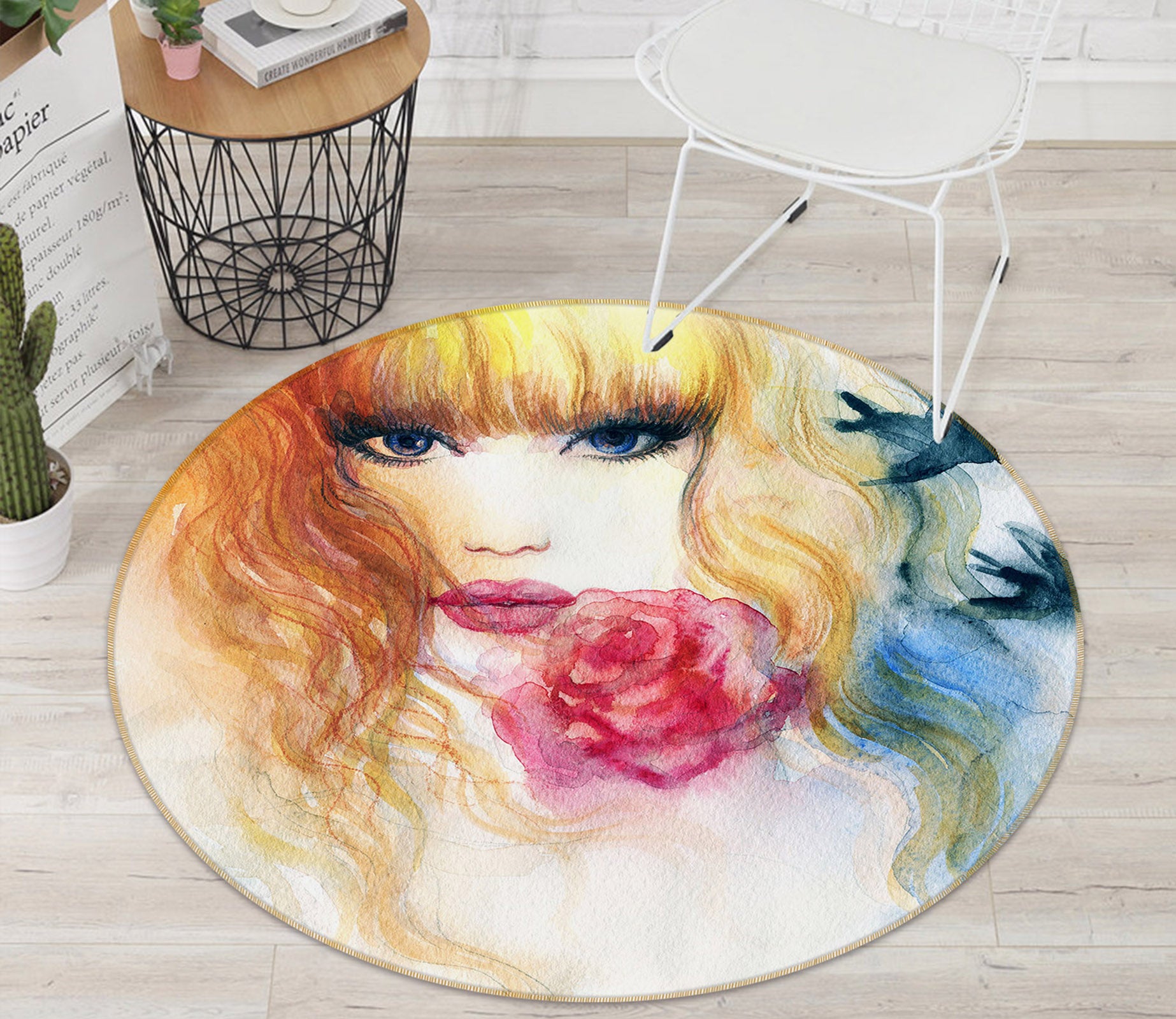 3D Flower Beauty 36221 Round Non Slip Rug Mat
