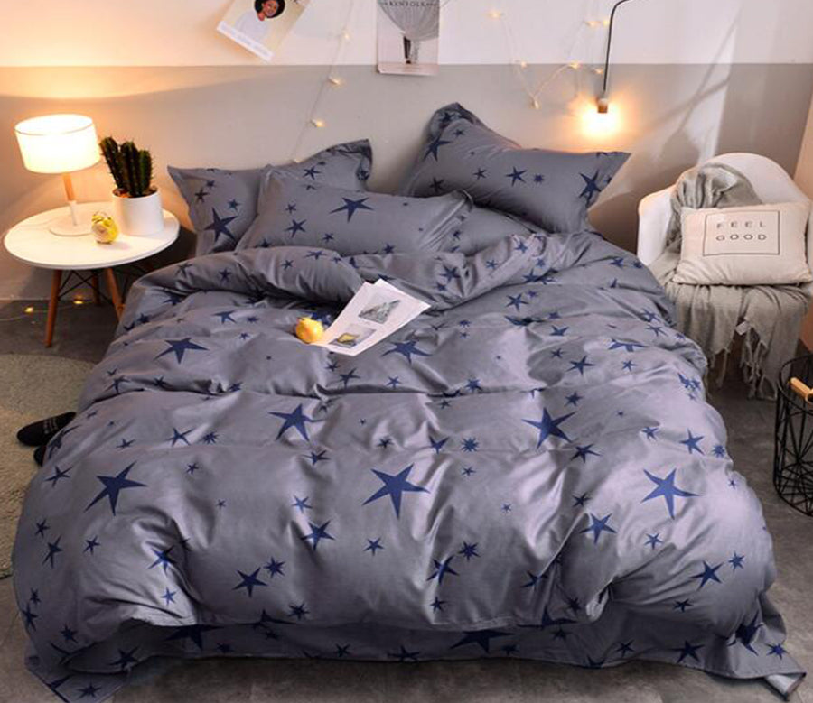 3D Gray Background Blue Star 13036 Bed Pillowcases Quilt