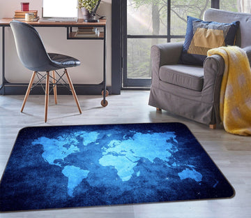 3D Blue Pattern 219 World Map Non Slip Rug Mat Mat AJ Creativity Home 
