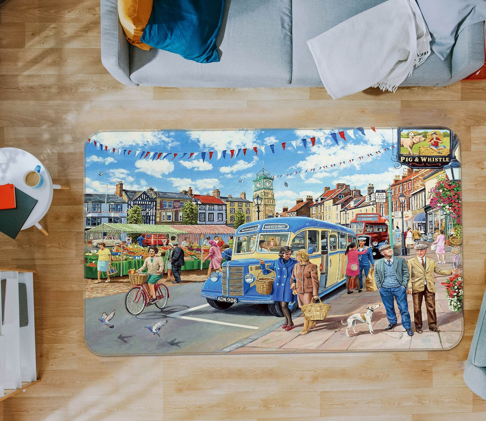 3D Country Bus Terminus 1066 Trevor Mitchell Rug Non Slip Rug Mat Mat AJ Creativity Home 