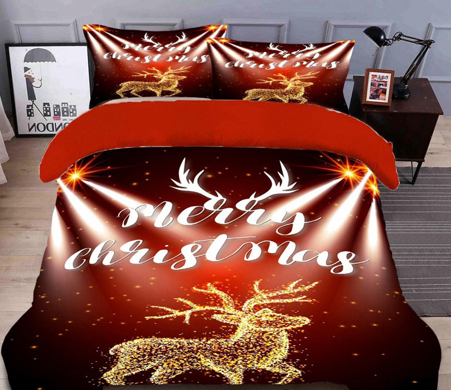 3D Deer 45184 Christmas Quilt Duvet Cover Xmas Bed Pillowcases
