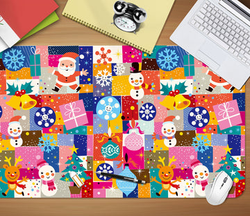3D Snowman Santa Colored Square 51171 Christmas Desk Mat Xmas