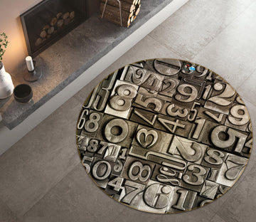 3D Letter 72088 Round Non Slip Rug Mat