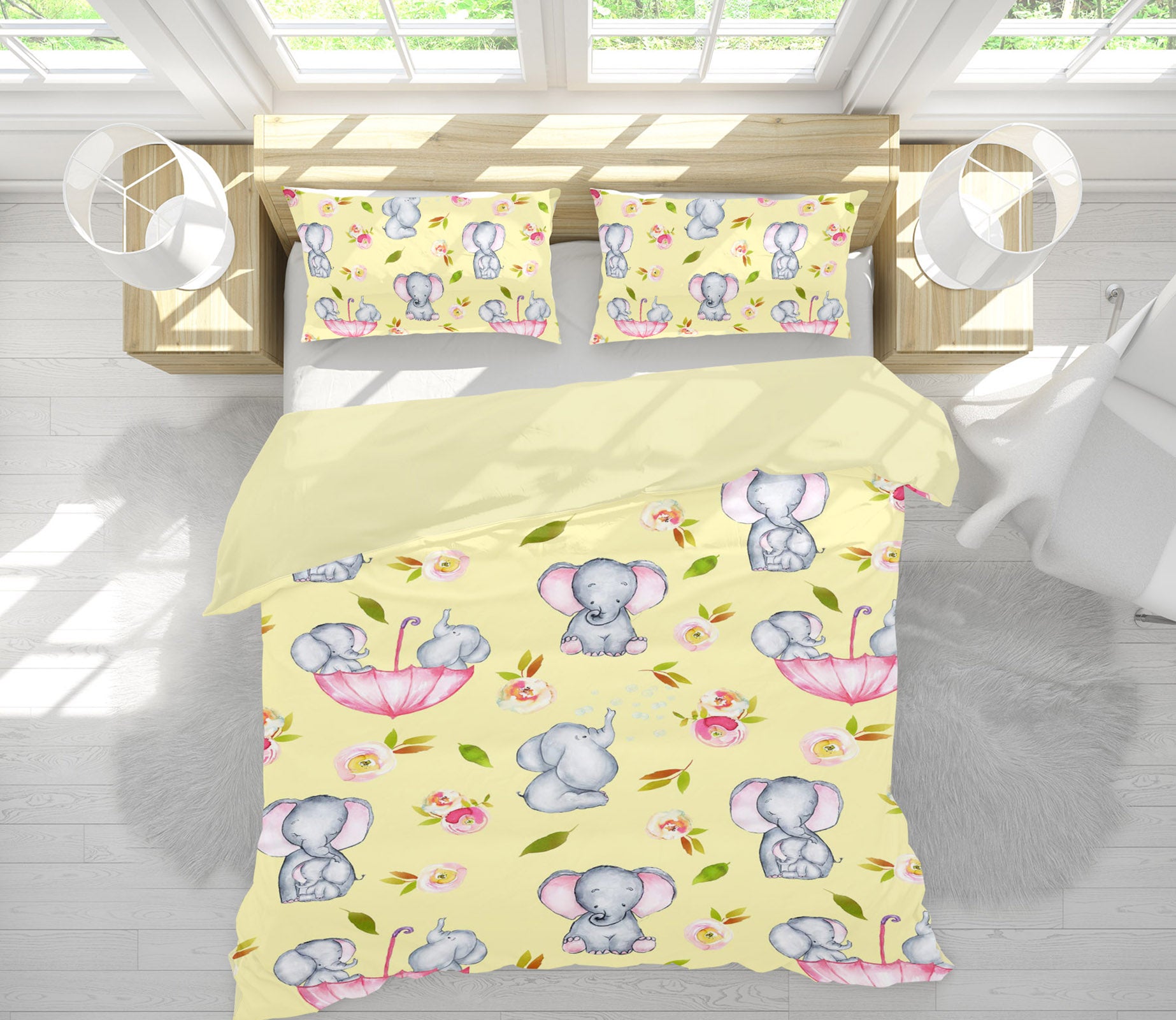 3D Yellow Elephant 223 Uta Naumann Bedding Bed Pillowcases Quilt