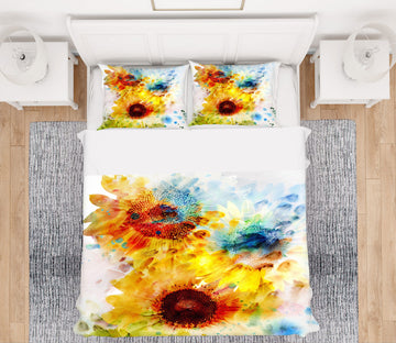3D Sunflower 15095 Bed Pillowcases Quilt