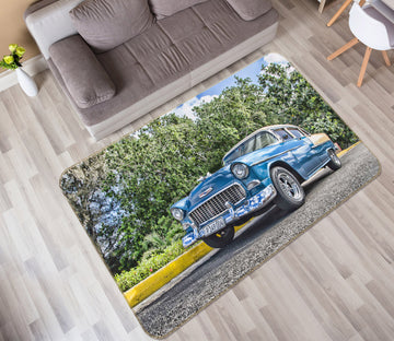 3D Tree Blue Car 68048 Vehicle Non Slip Rug Mat