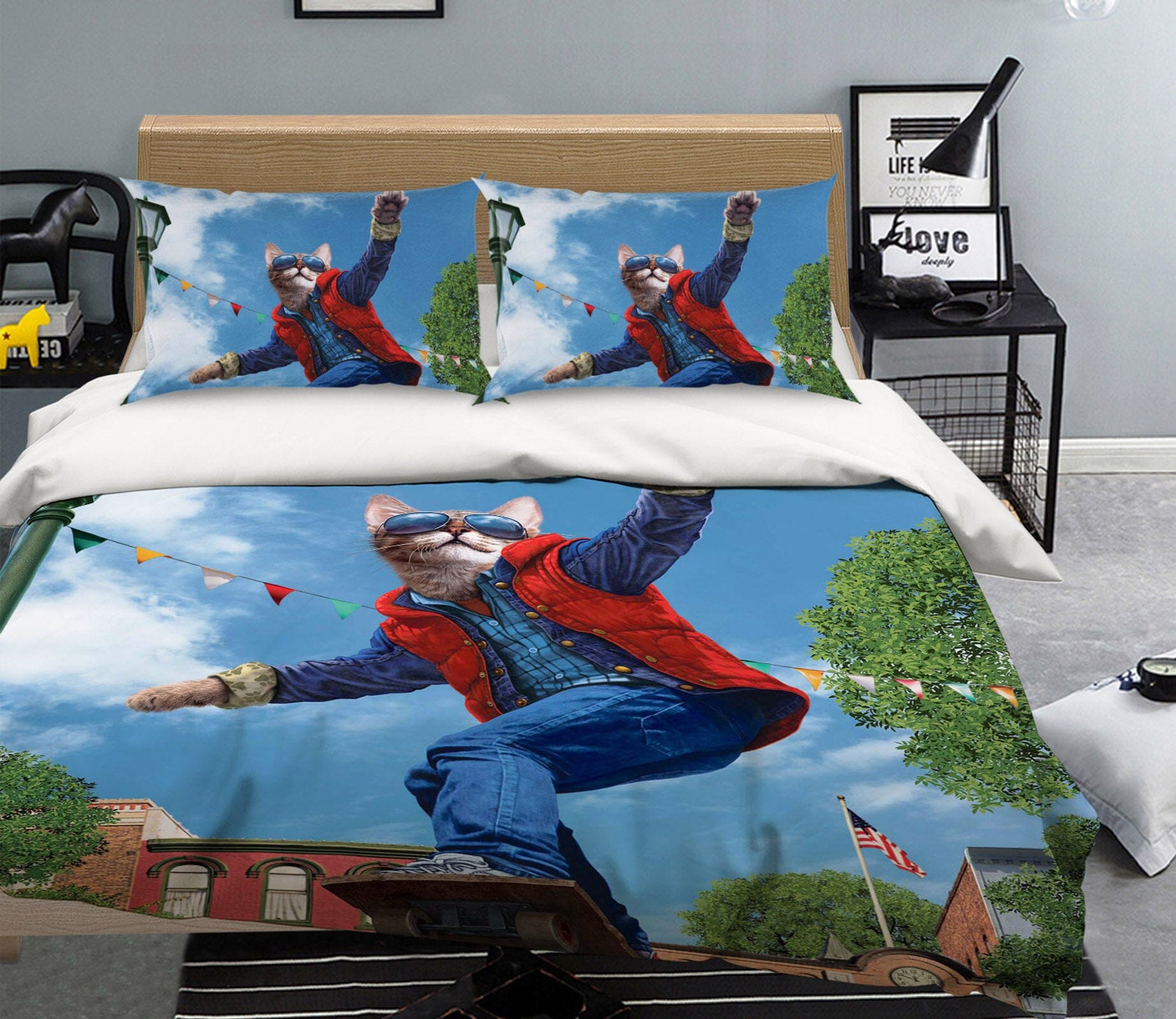 3D Cat To The Future 026 Bed Pillowcases Quilt Exclusive Designer Vincent Quiet Covers AJ Creativity Home 