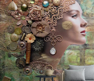 3D Headdress Woman WC825 Wall Murals