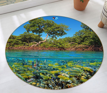 3D Tree River 69097 Round Non Slip Rug Mat