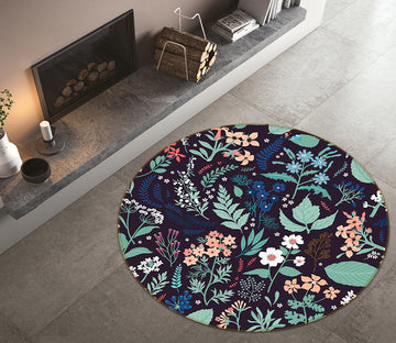 3D Flower Pattern 64152 Round Non Slip Rug Mat