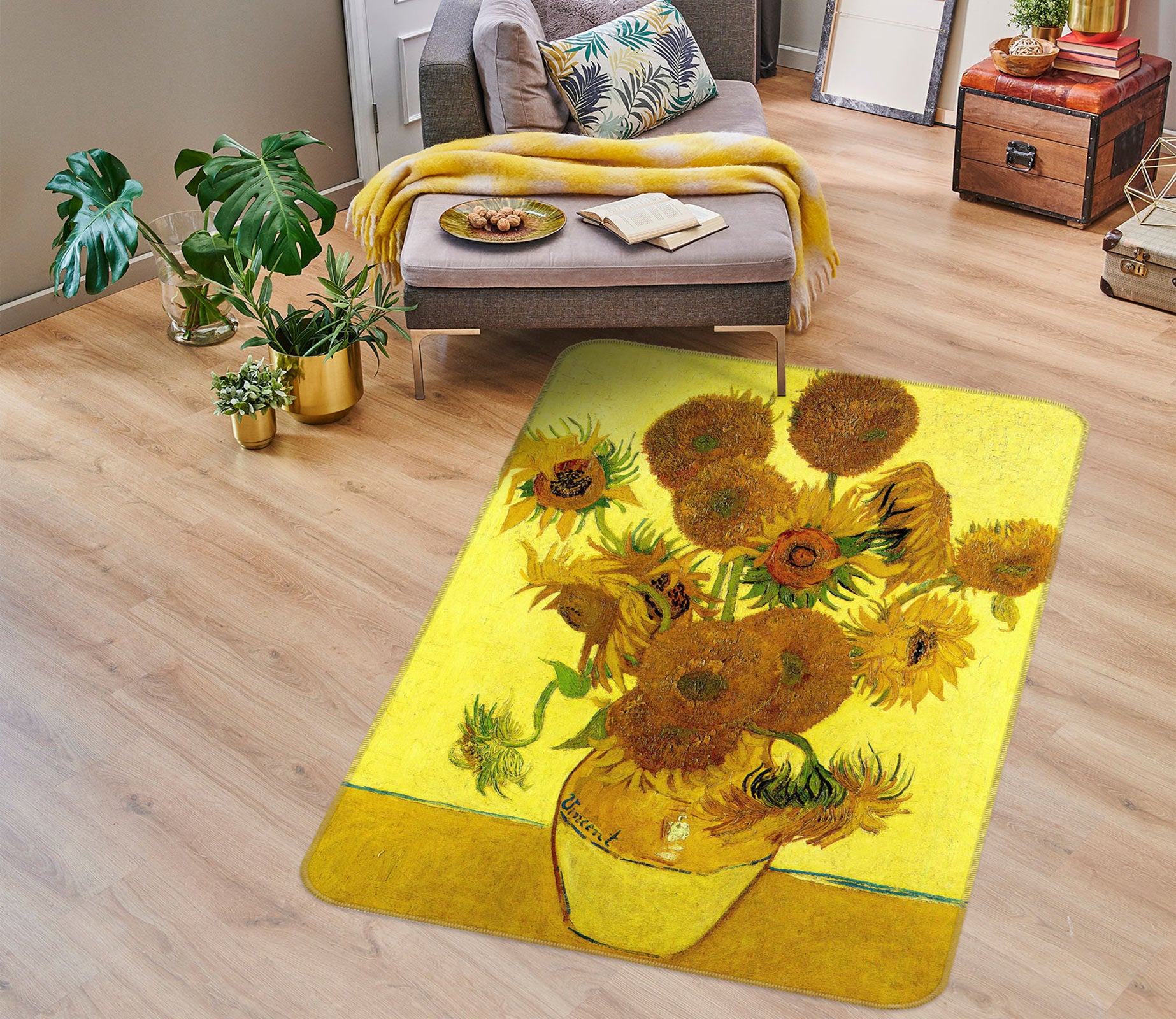 3D Sunflower Vase 76206 Non Slip Rug Mat