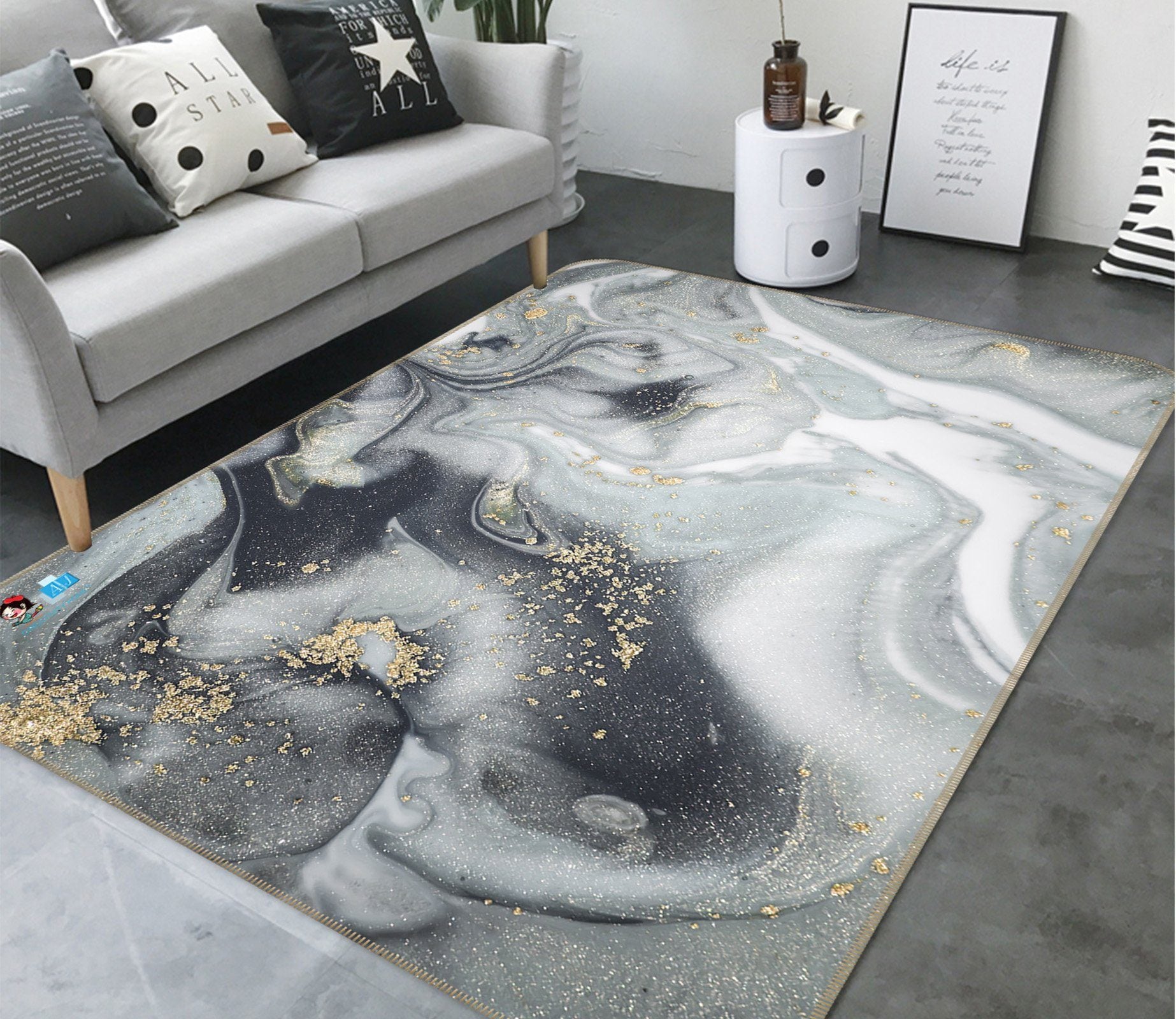 3D Gray Marble 2857 Non Slip Rug Mat Mat AJ Creativity Home 