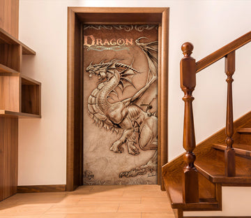 3D Hand Drawn Dragon 638 Tom Wood Door Mural