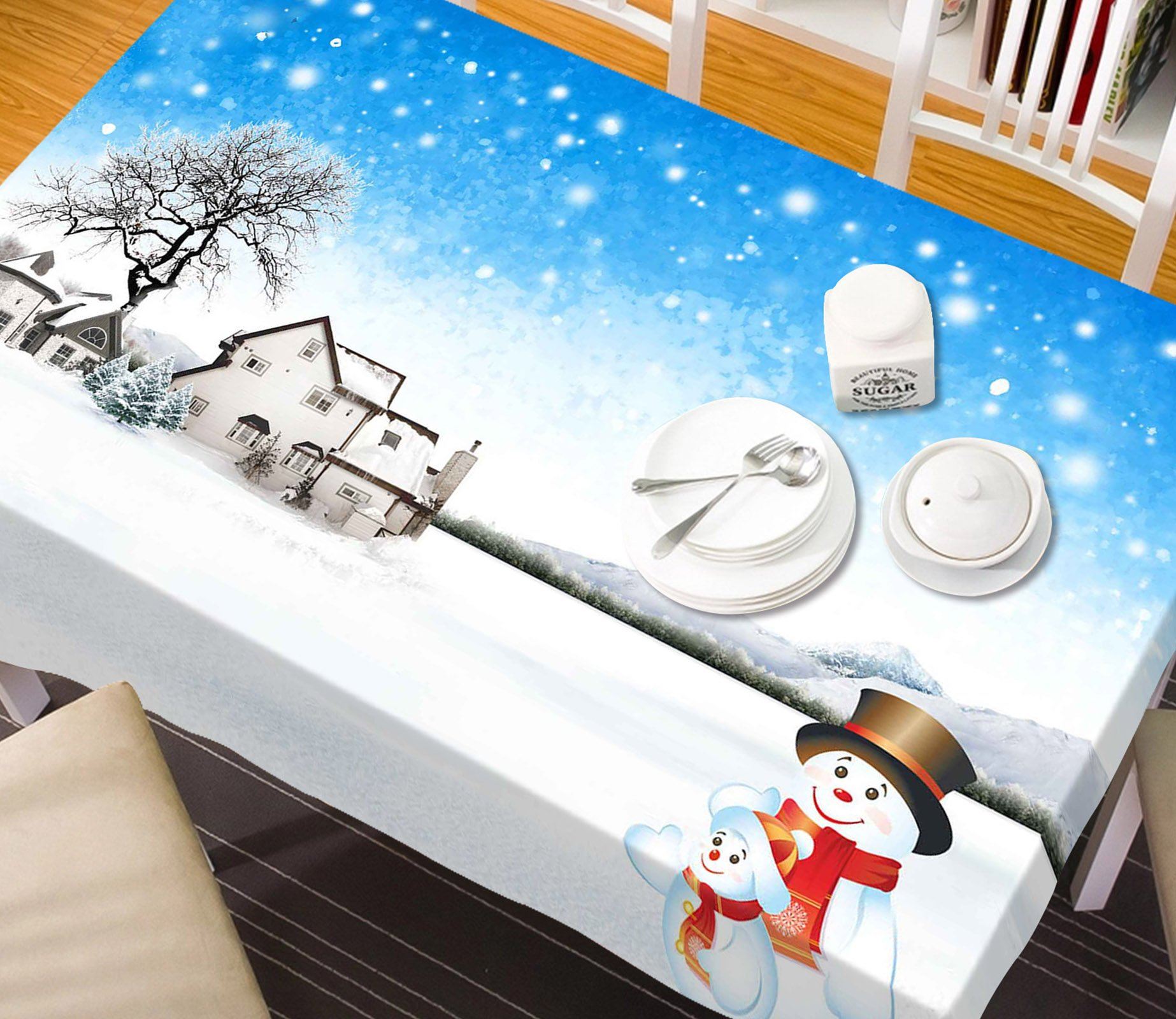 3D Villa Snowman 15 Tablecloths Tablecloths AJ Creativity Home 