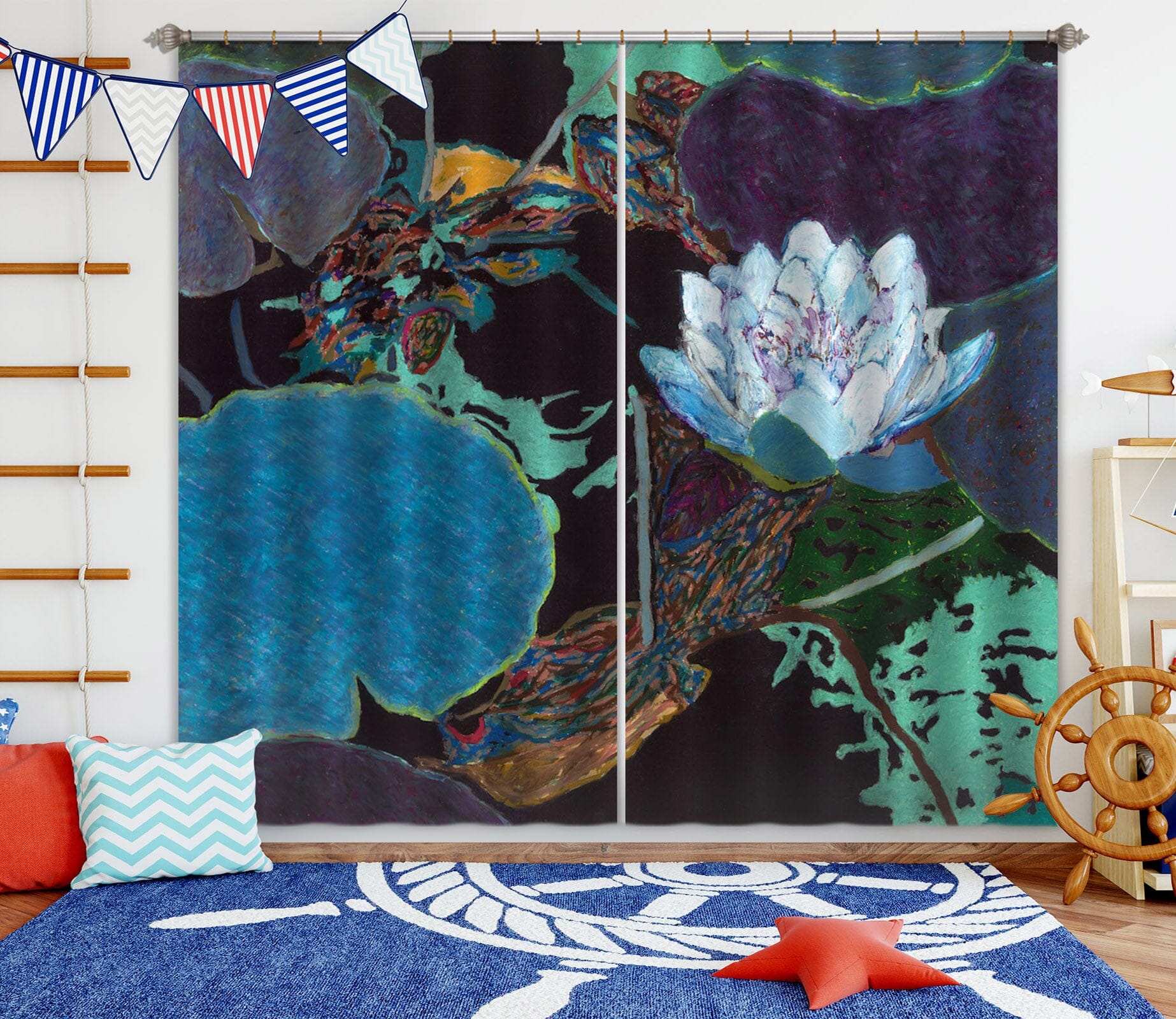 3D Water Lily 223 Allan P. Friedlander Curtain Curtains Drapes Curtains AJ Creativity Home 