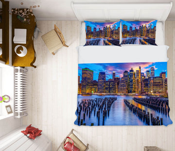 3D Night City River 127 Marco Carmassi Bedding Bed Pillowcases Quilt