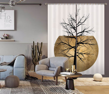 3D Golden Moon Tree 1055 Boris Draschoff Curtain Curtains Drapes Curtains AJ Creativity Home 