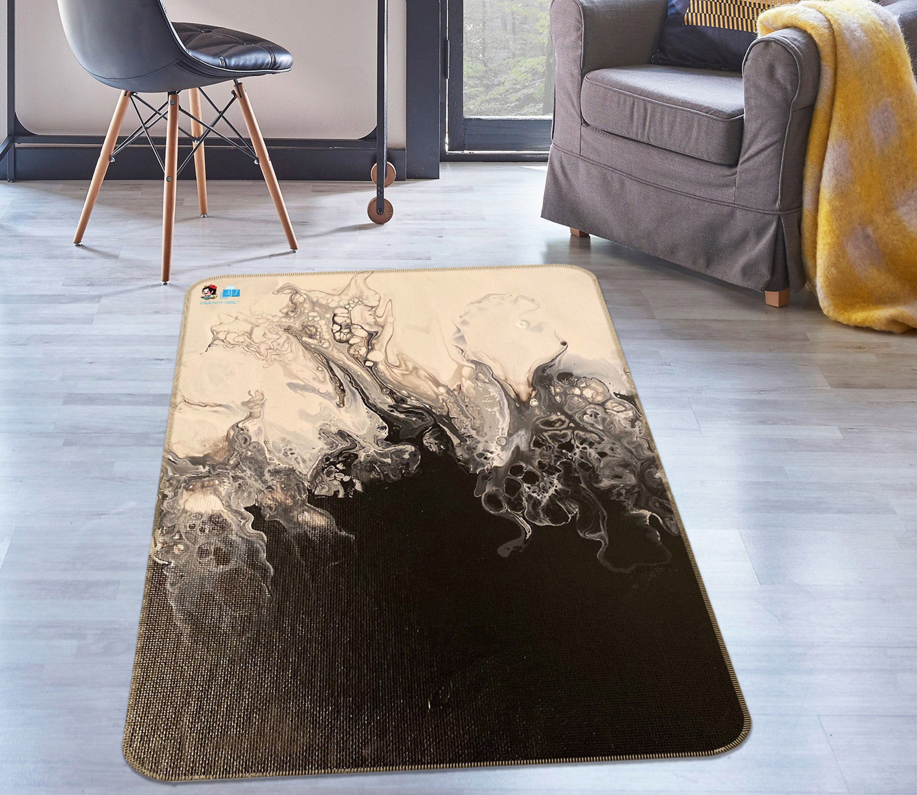 3D Black Light Brown 40019 Valerie Latrice Rug Non Slip Rug Mat