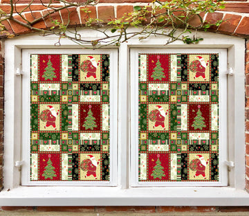 3D Christmas Tree Checked Pattern 43004 Christmas Window Film Print Sticker Cling Stained Glass Xmas