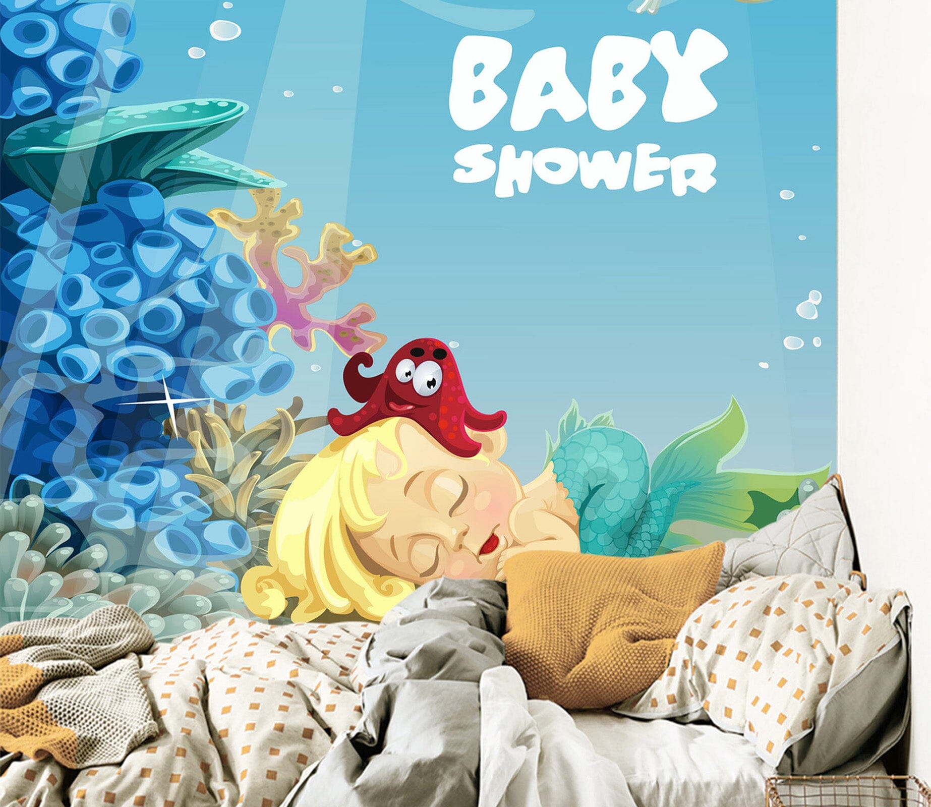 3D Blue Sea Octopus 1655 Wall Murals Wallpaper AJ Wallpaper 2 