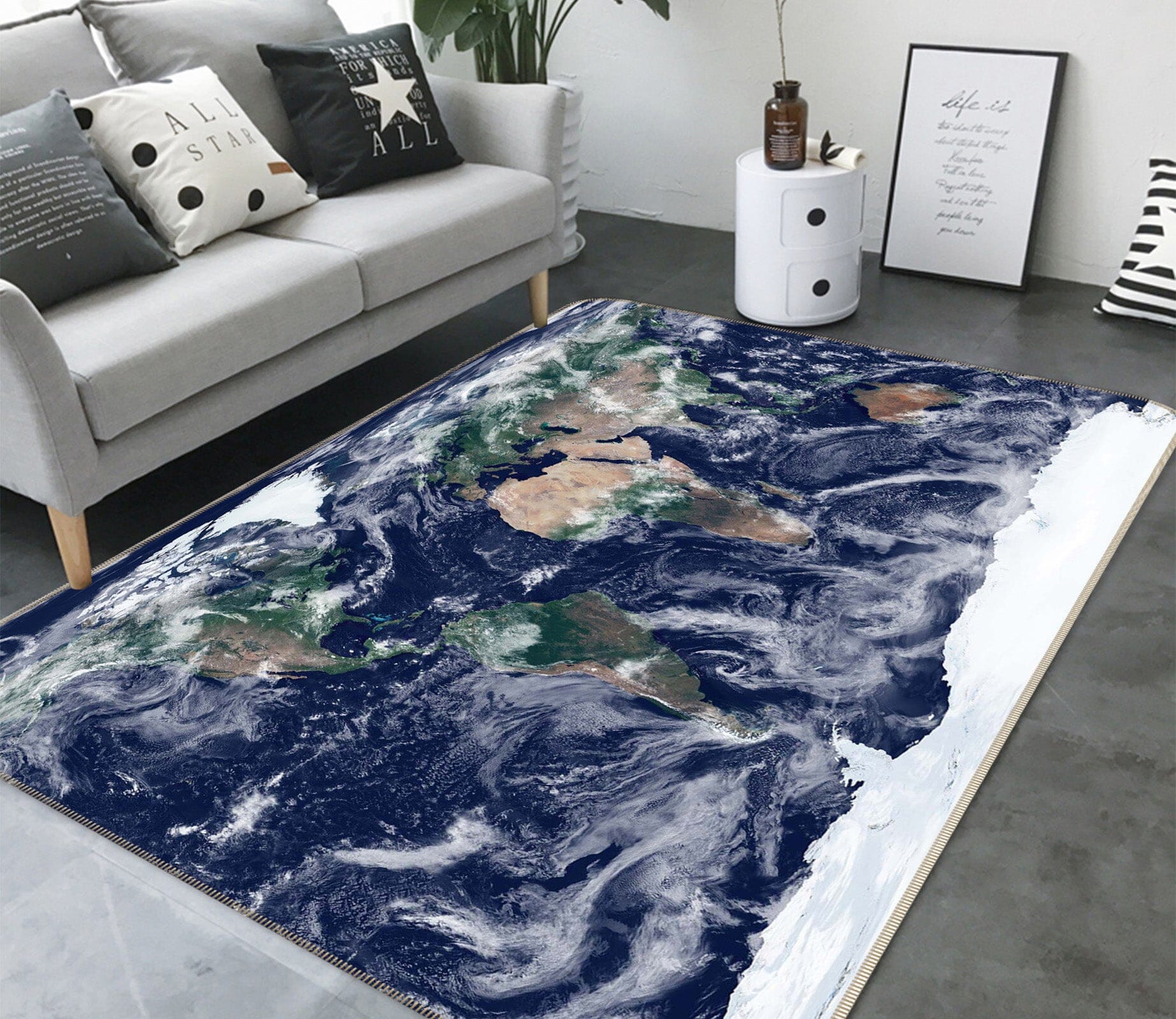 3D Sea Wave 284 World Map Non Slip Rug Mat Mat AJ Creativity Home 