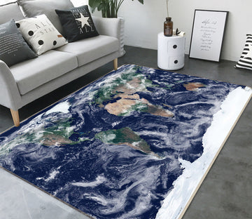 3D Sea Wave 284 World Map Non Slip Rug Mat