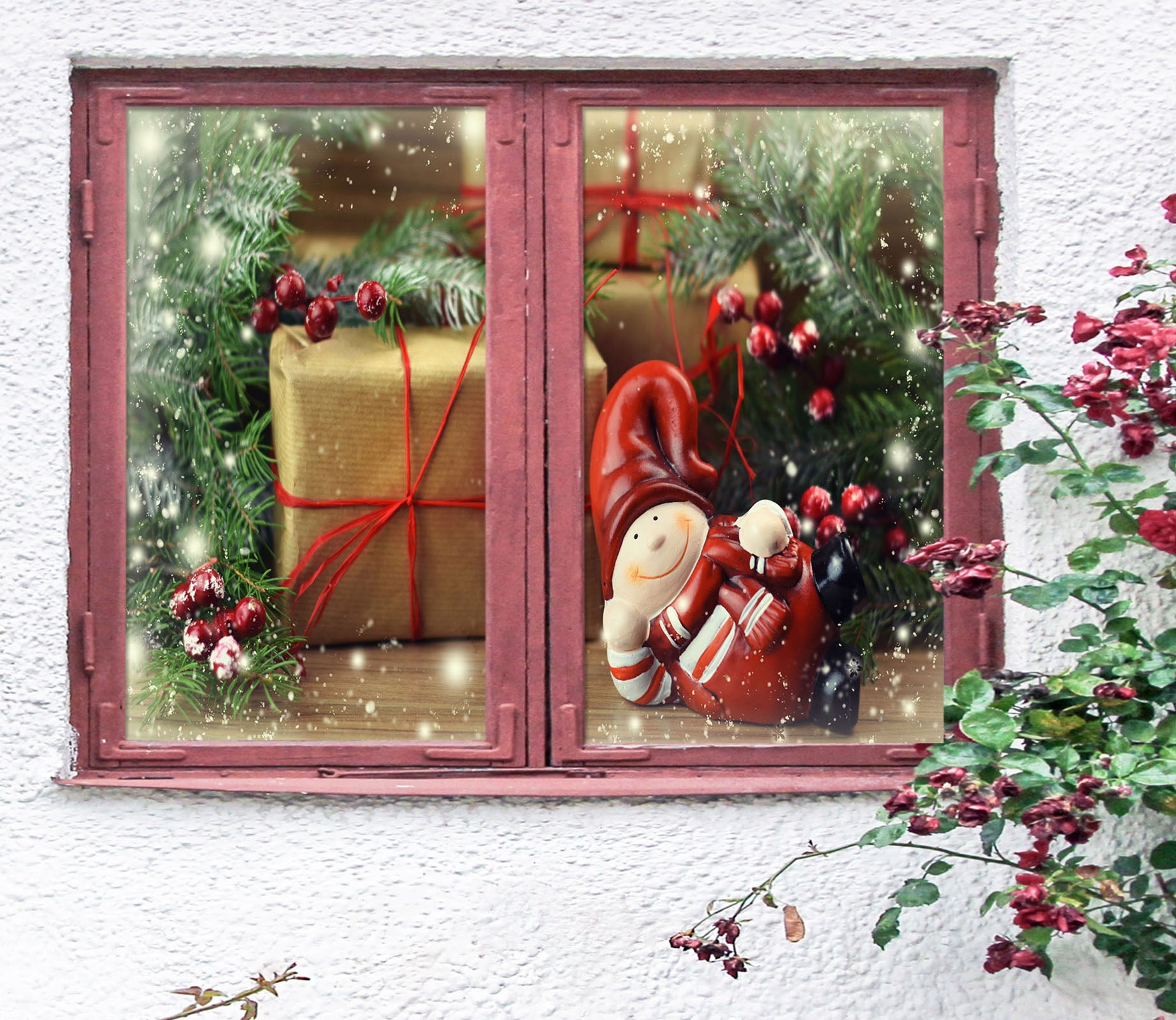 3D Christmas Gift 42196 Christmas Window Film Print Sticker Cling Stained Glass Xmas