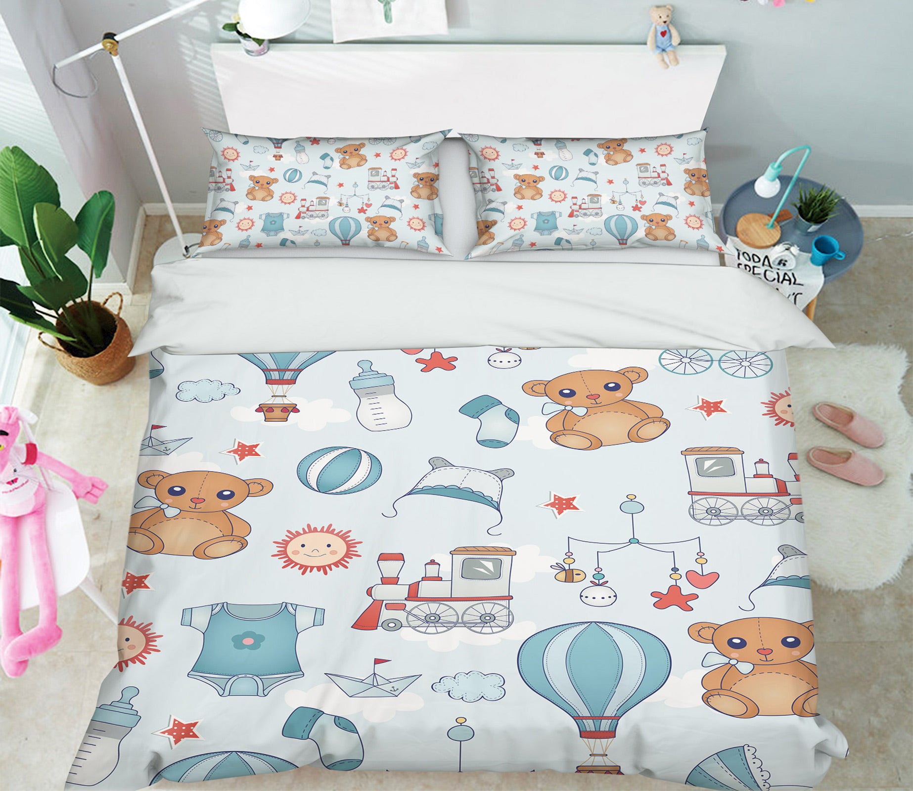 3D Bear Hot Air Balloon 13121 Bed Pillowcases Quilt