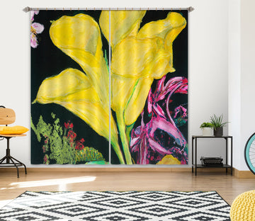 3D Yellow Leaves 301 Allan P. Friedlander Curtain Curtains Drapes Curtains AJ Creativity Home 