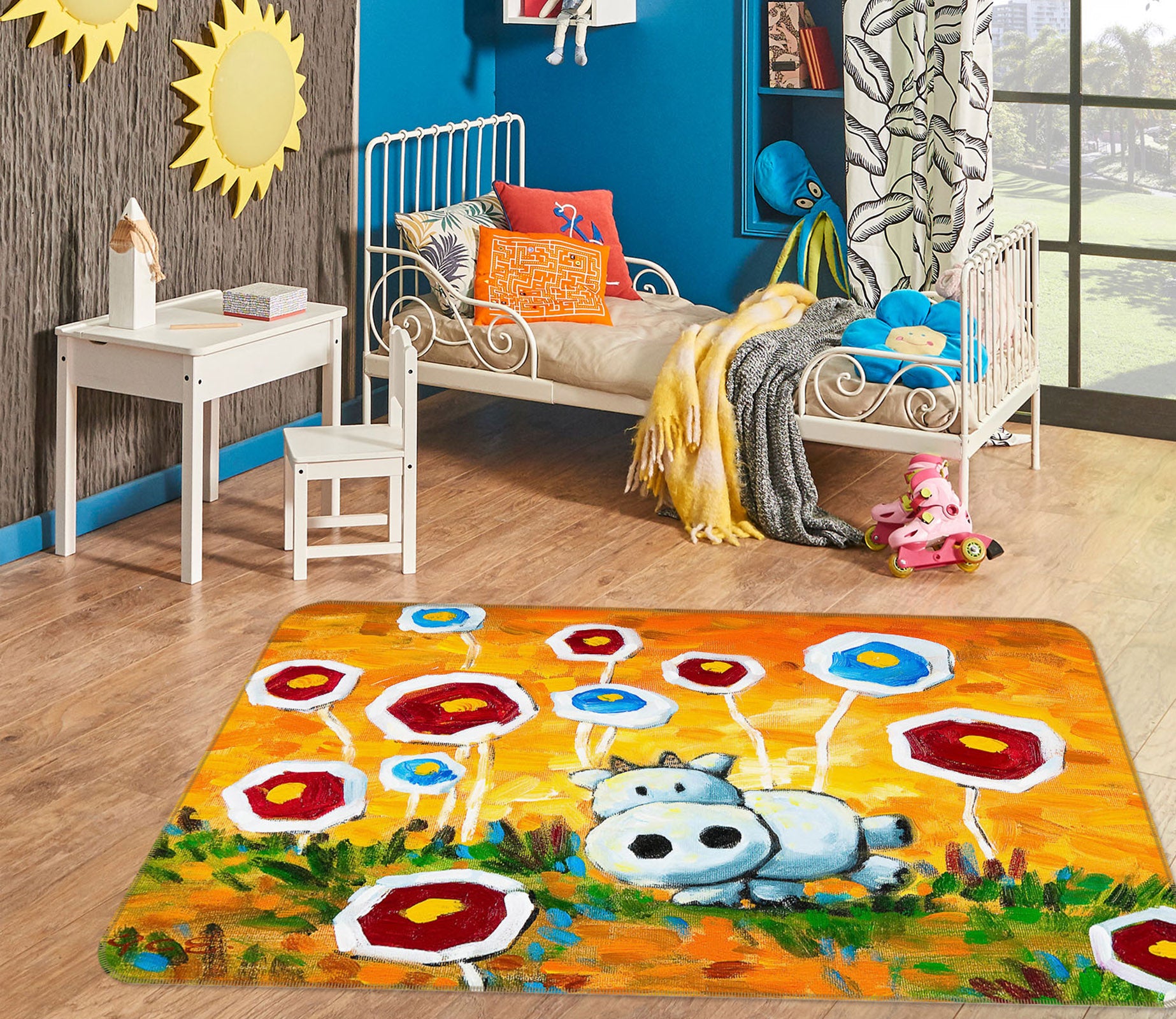 3D Flower Cattle 33139 Non Slip Rug Mat