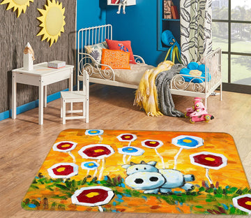 3D Flower Cattle 33139 Non Slip Rug Mat