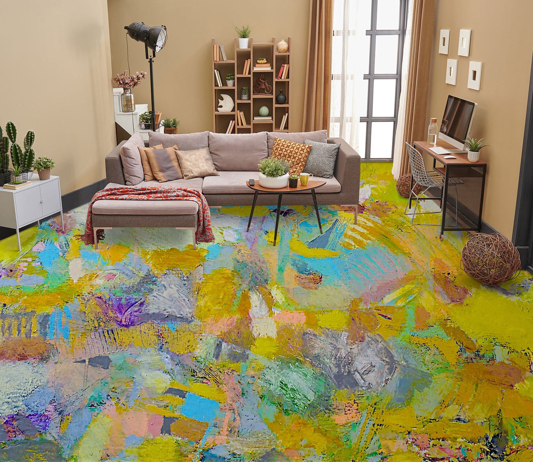3D Yellow-Green Pigment 9508 Allan P. Friedlander Floor Mural