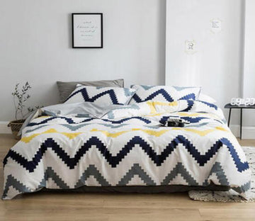 3D Yellow-Gray Curve 20256 Bed Pillowcases Quilt