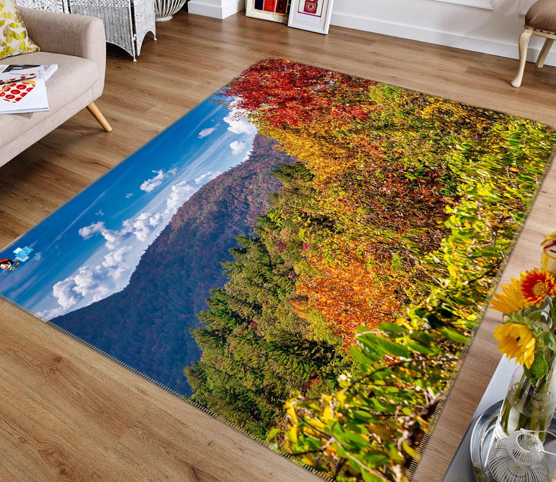 3D Mountain Forest 5149 Beth Sheridan Rug Non Slip Rug Mat