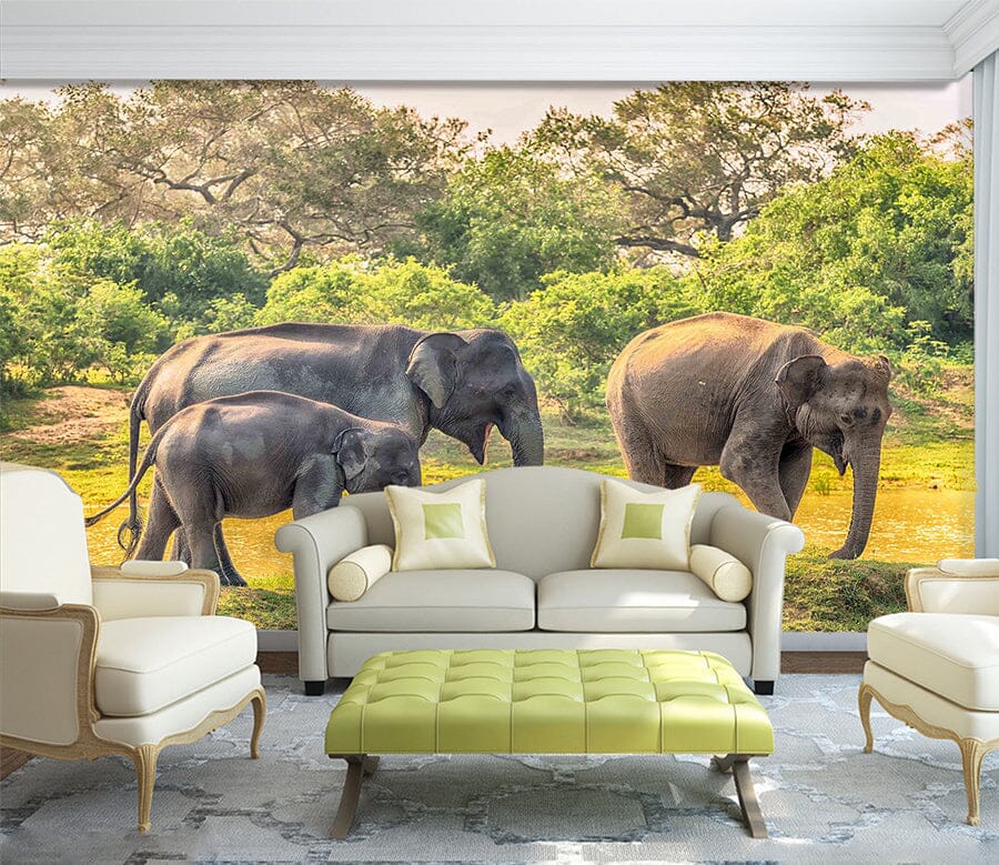 3D Elephant Family 1059 Wall Murals Wallpaper AJ Wallpaper 2 