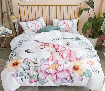 3D Flower Unicorn 7029 Bed Pillowcases Quilt
