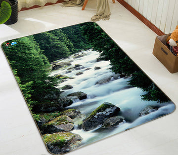 3D Mountain Running Water 66138 Non Slip Rug Mat