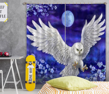 3D White Owl Moon 9084 Kayomi Harai Curtain Curtains Drapes