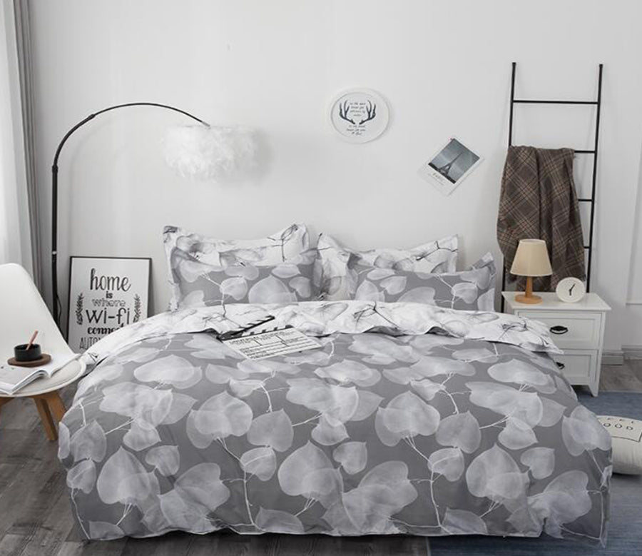 3D Gray Leaves 2105 Bed Pillowcases Quilt