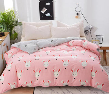3D Rabbit 2048 Bed Pillowcases Quilt