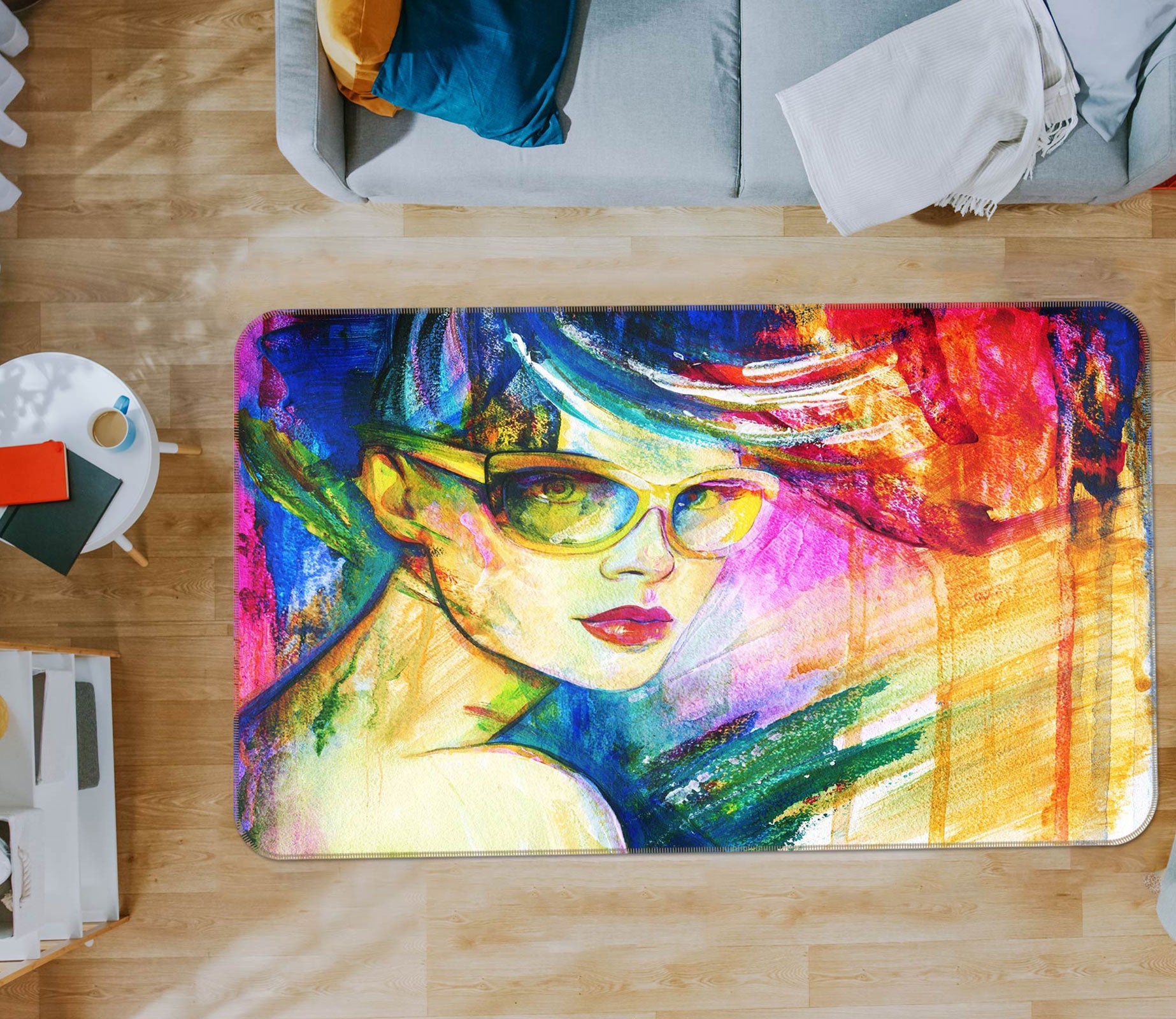 3D Glasses Woman 1044 Non Slip Rug Mat