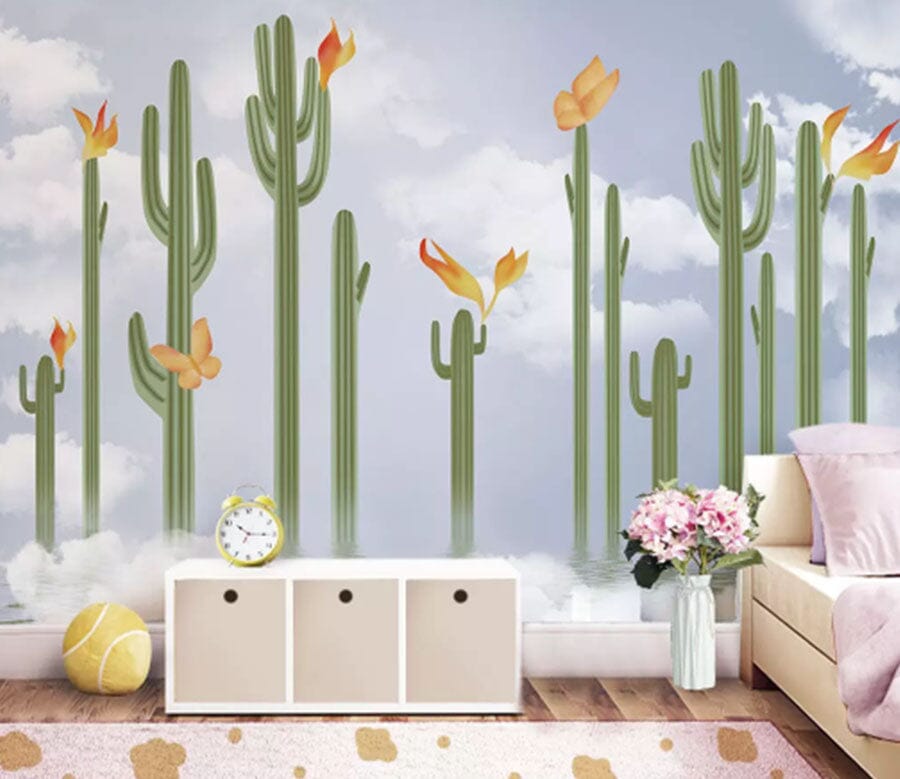 3D Cactus Flower 2177 Wall Murals Wallpaper AJ Wallpaper 2 