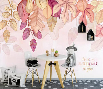 3D Pink Leaves 1872 Wall Murals Wallpaper AJ Wallpaper 2 