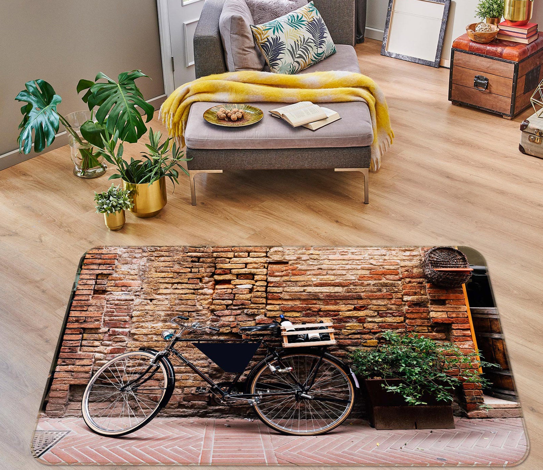 3D Brick Wall Bicycle 68014 Vehicle Non Slip Rug Mat