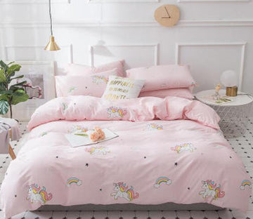3D Unicorn Rainbow 17098 Bed Pillowcases Quilt