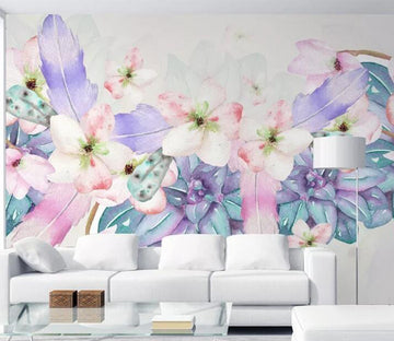 3D Flower Feather WC097 Wall Murals
