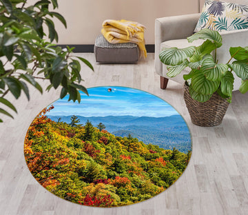 3D Mountain Forest 5051 Beth Sheridan Rug Round Non Slip Rug Mat