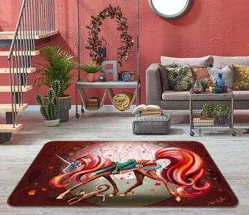 3D Red Beautiful Unicorn 1049 Rose Catherine Khan Rug Non Slip Rug Mat Mat AJ Creativity Home 