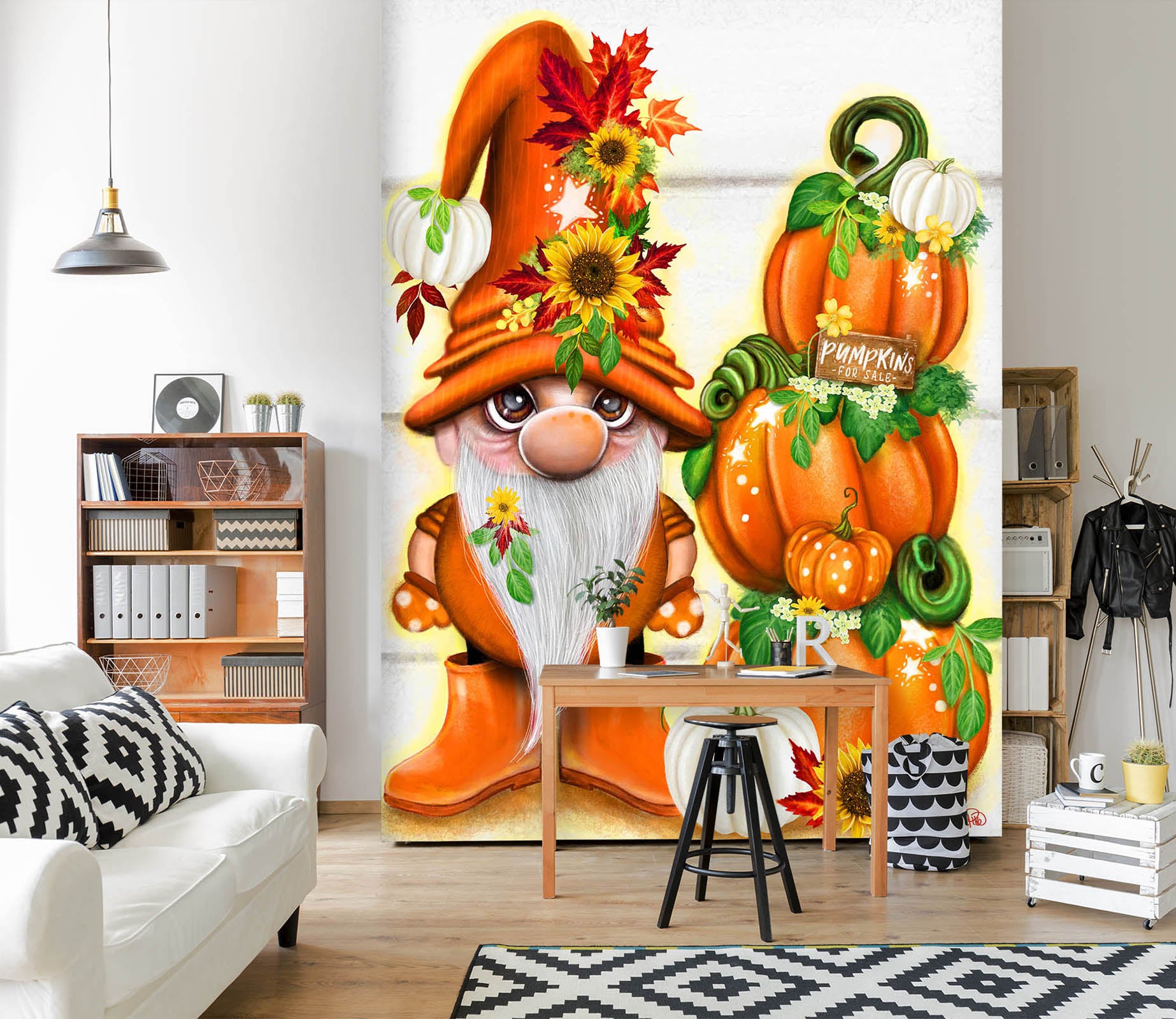 3D Pumpkin Sunflower 8456 Sheena Pike Wall Mural Wall Murals